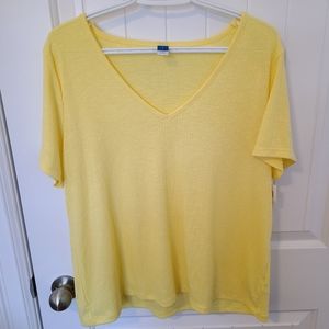 🌟NWT Old Navy Lemon Yellow V-Neck Shirt Size Large